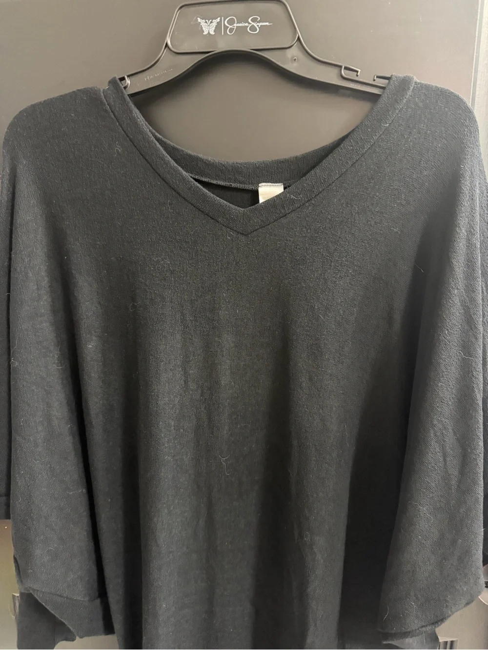 GO Couture Black Layered Dolman Sleeve Hi-Low Tunic Top Small Made USA